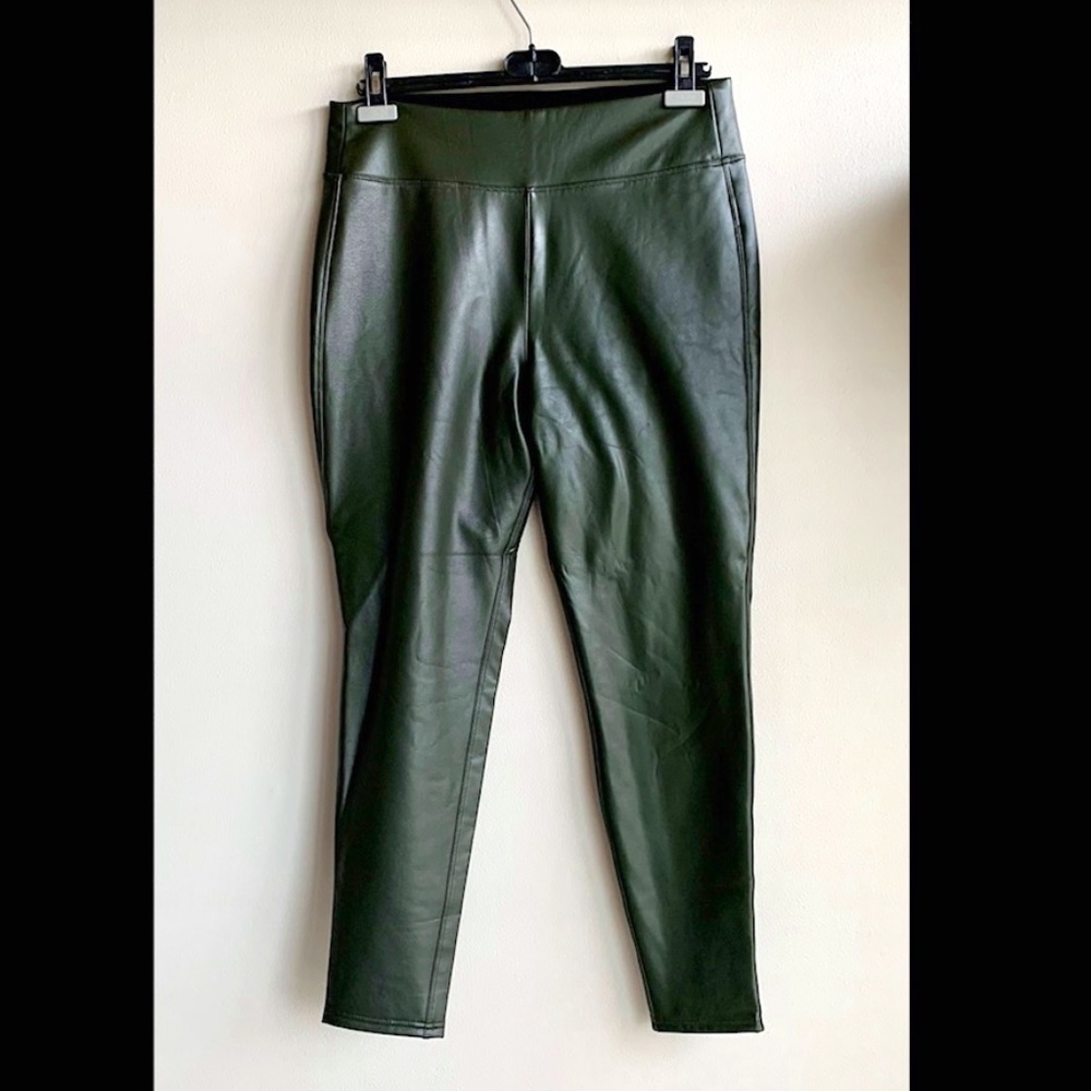 GAP Women's Dark Olive Green Faux Leather pants SIZE L/G NWOT
